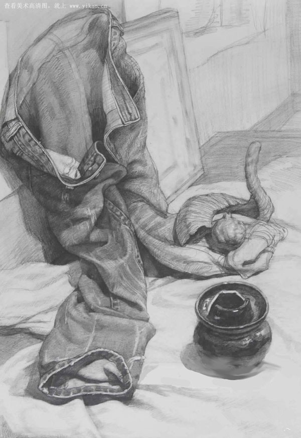 素描寫生牛仔褲的畫(huà)法步驟是什么